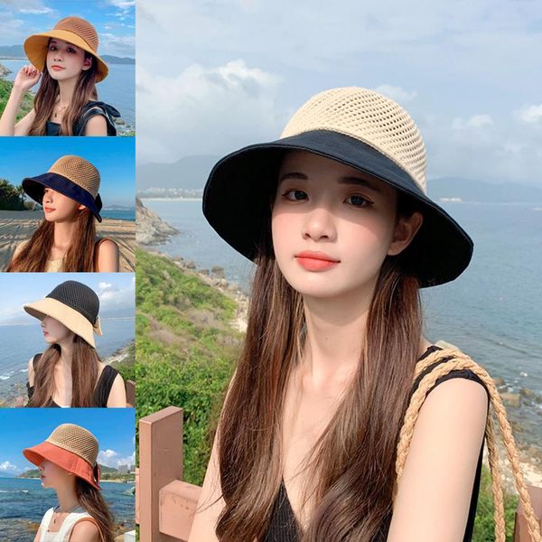 wide brim hats women sun hat summer knitted bow foldable breathable sunshade protection beach travel cap, Blue;gray
wide brim hats women sun hat summer knitted bow foldable breathable sunshade protection beach travel cap, Blue;gray