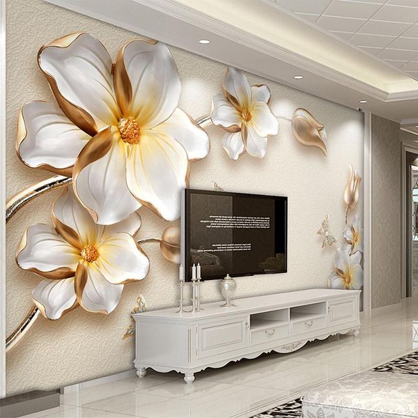 wallpapers custom po wall mural 3d stereoscopic luxury golden flower jewelry wallpaper for living room tv home decor art cloth
wallpapers custom po wall mural 3d stereoscopic luxury golden flower jewelry wallpaper for living room tv home decor art cloth