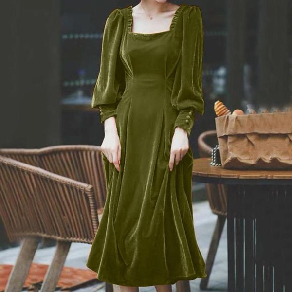 casual dresses robe fete femme for women 2021 party long vintage velvet dress with square collar elegant vestidos largos, Black;gray
casual dresses robe fete femme for women 2021 party long vintage velvet dress with square collar elegant vestidos largos, Black;gray