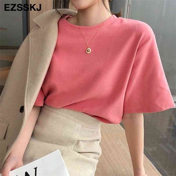 spring summer women oversize t-shirt casual loose cotton shortsleeve brushed long big female basic thick 210708, White
spring summer women oversize t-shirt casual loose cotton shortsleeve brushed long big female basic thick 210708, White