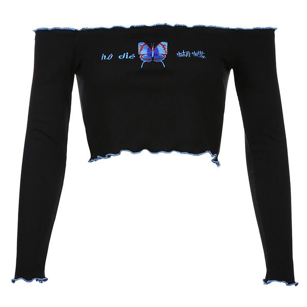 paris girl streetwear ribbed tshirt women off shoulder letter butterfly embroidery women's t-shirts autumn long sleeve 210524, White
paris girl streetwear ribbed tshirt women off shoulder letter butterfly embroidery women's t-shirts autumn long sleeve 210524, White