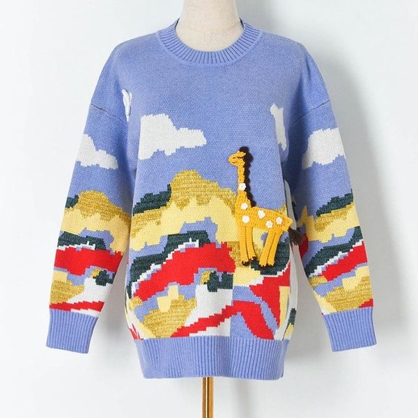 women's sweaters elegant pullovers women casual sweet warm outerwear o neck knitted cartoon giraffe pattern jumper slim fit chic, White;black
women's sweaters elegant pullovers women casual sweet warm outerwear o neck knitted cartoon giraffe pattern jumper slim fit chic, White;black