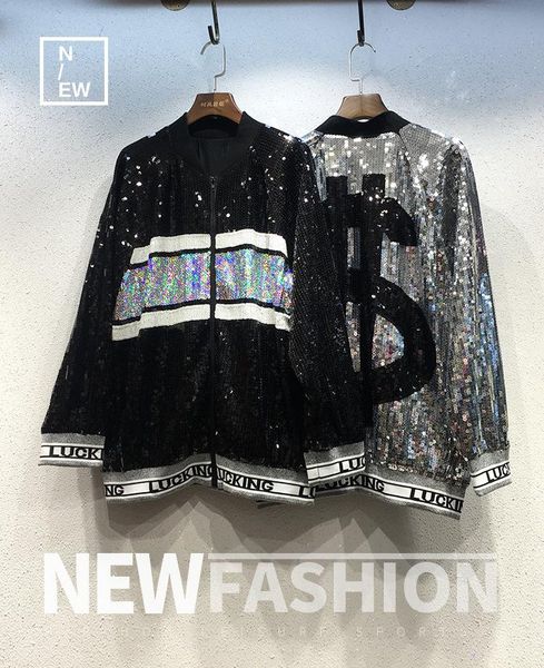 women's jackets 2021 spring and autumn style silver flashing sequin jacket women mid-length loose-fit coat trend street female, Black;brown
women's jackets 2021 spring and autumn style silver flashing sequin jacket women mid-length loose-fit coat trend street female, Black;brown