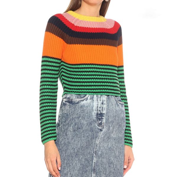 sweaters runway women cropped sweater retro green striped autumn winter jumper knitted pullover female knitwear sueter mujer, White;black
sweaters runway women cropped sweater retro green striped autumn winter jumper knitted pullover female knitwear sueter mujer, White;black