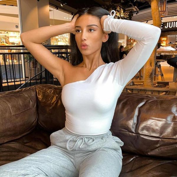 women's t-shirt fashion women base tee t-shirts casual femme short crop cropped one shoulder summer slim clothes, White
women's t-shirt fashion women base tee t-shirts casual femme short crop cropped one shoulder summer slim clothes, White