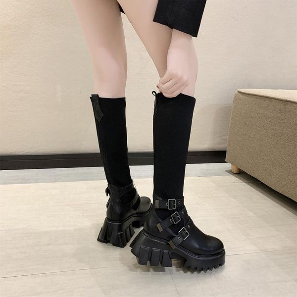 boots 2021 high heel platform for women autumn winter mid-calf knee boot stretch fabric sock thick wedges shoe woman, Black
boots 2021 high heel platform for women autumn winter mid-calf knee boot stretch fabric sock thick wedges shoe woman, Black