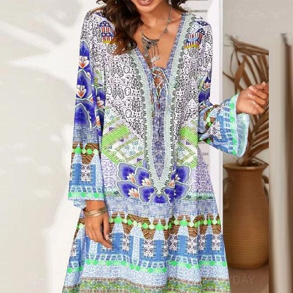 casual dresses 2021 women elegant flare sleeve loose chic cross lace-up v neck party ladies vintage print dress vestidos, Black;gray
casual dresses 2021 women elegant flare sleeve loose chic cross lace-up v neck party ladies vintage print dress vestidos, Black;gray
