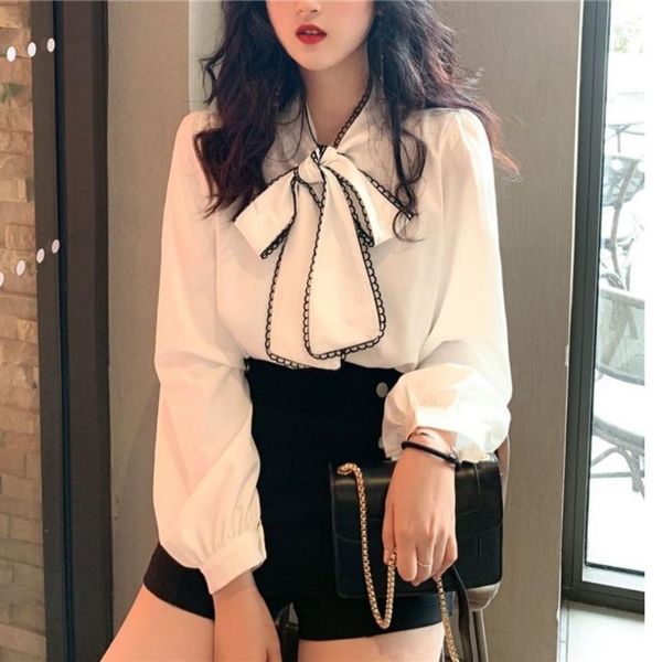 women's blouses & shirts women long sleeve white vintage korean 2021 sweet bow loose ladies blouse office lady
women's blouses & shirts women long sleeve white vintage korean 2021 sweet bow loose ladies blouse office lady