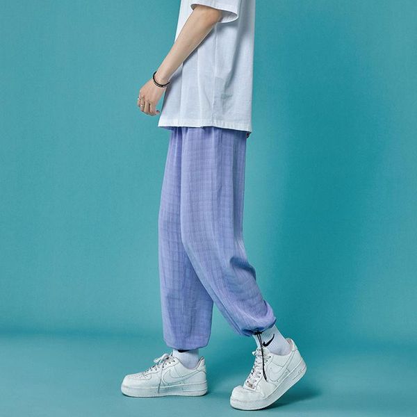 men's pants summer thin casual fashion plaid men streetwear loose straight ice silk mens wide leg m-2xl, Black
men's pants summer thin casual fashion plaid men streetwear loose straight ice silk mens wide leg m-2xl, Black