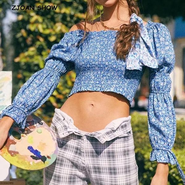 women ruched elastic slash neck floral print long sleeve shirt retro lacing up sheep leg cuff short blouse cropped women's blouses & s, White
women ruched elastic slash neck floral print long sleeve shirt retro lacing up sheep leg cuff short blouse cropped women's blouses & s, White