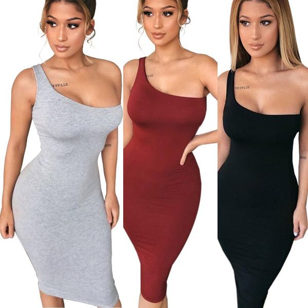 women's t-shirt one shoulder cross-border sleeveless dresses 2021 package buttocks dress, White
women's t-shirt one shoulder cross-border sleeveless dresses 2021 package buttocks dress, White
