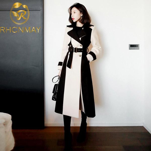 women's trench coats korean autumn winter women tweed thicked warm overcoat fashion woollen double breasted patchwork long sashes wool, Tan;black
women's trench coats korean autumn winter women tweed thicked warm overcoat fashion woollen double breasted patchwork long sashes wool, Tan;black