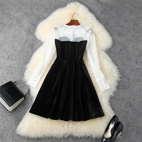 dress fashion runway autumn designers female manga beads white lace shreds dressed up in black velvet party dresses, Black;gray
dress fashion runway autumn designers female manga beads white lace shreds dressed up in black velvet party dresses, Black;gray