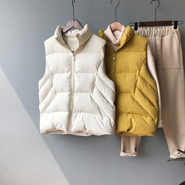 women's vests 2021 women winter warm vest coat stand collar fashion cotton down beige chaleco mujer gilet casaco feminino, Black;white
women's vests 2021 women winter warm vest coat stand collar fashion cotton down beige chaleco mujer gilet casaco feminino, Black;white