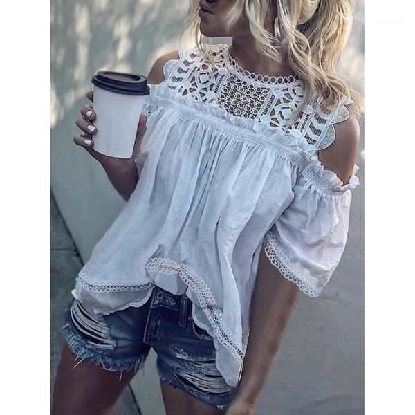 the womens summer off shoulder short sleeve shirt lace casual blouse women's blouses & shirts, White
the womens summer off shoulder short sleeve shirt lace casual blouse women's blouses & shirts, White