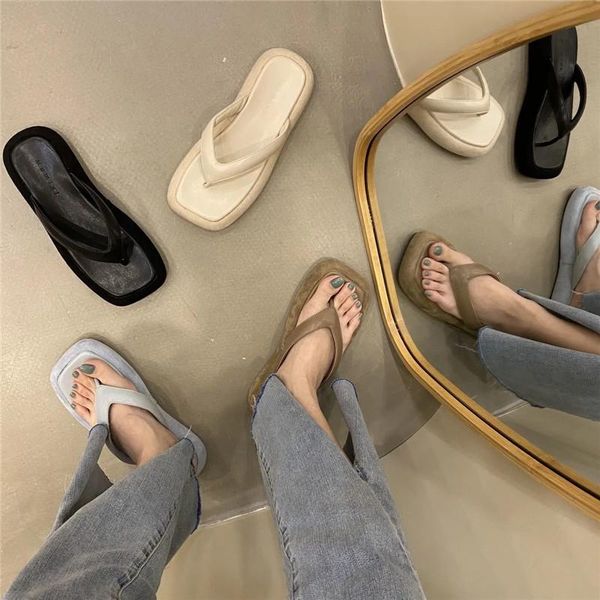 slippers chunky harajuku platform flip flops women fashion summer beach square toe flat slides ladies retro mules shoes, Black
slippers chunky harajuku platform flip flops women fashion summer beach square toe flat slides ladies retro mules shoes, Black