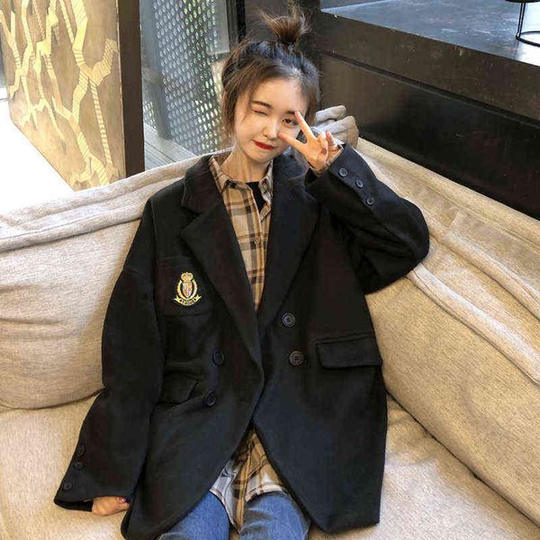 minority wool coat female autumn and winter middle long loose college style temperament small suit collar black
minority wool coat female autumn and winter middle long loose college style temperament small suit collar black