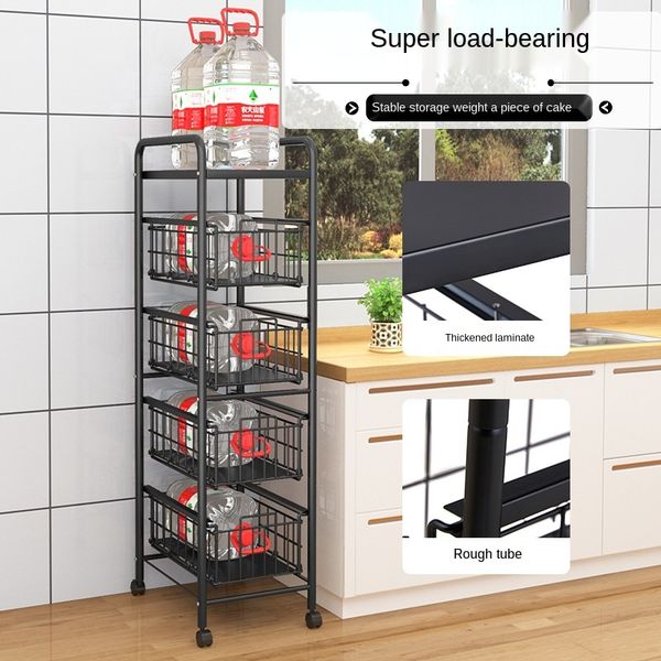 Drawer Design Multi-layers Storage Rack Wheel Kitchen Trolley Rack Drawer Storage