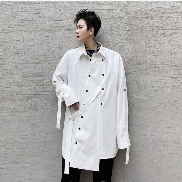 men's casual shirts summer spring men white square collar irregular full sleeve high street single breasted loose shirt male, White;black
men's casual shirts summer spring men white square collar irregular full sleeve high street single breasted loose shirt male, White;black