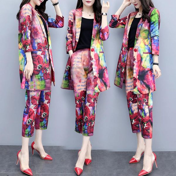 women's tracksuits spring floral print 2 piece set women conjunto feminino pants woman suits lady suit office ensemble femme deux piece, Gray
women's tracksuits spring floral print 2 piece set women conjunto feminino pants woman suits lady suit office ensemble femme deux piece, Gray