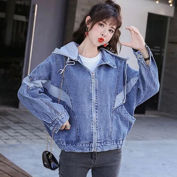 women's jackets 2021 fashion women denim short jacket spring autumn bat sleeve zipper jeans coat hooded loose student clothes casual k, Black;brown
women's jackets 2021 fashion women denim short jacket spring autumn bat sleeve zipper jeans coat hooded loose student clothes casual k, Black;brown