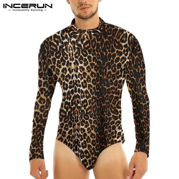men's t-shirts men casual bodysuit camisetas incerun leopard print t shirts fashion long sleeve high collar romper 5xl, White;black
men's t-shirts men casual bodysuit camisetas incerun leopard print t shirts fashion long sleeve high collar romper 5xl, White;black