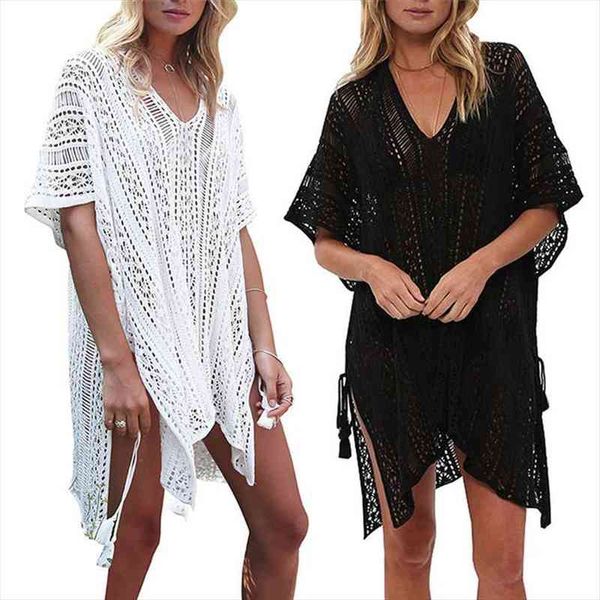 summer solid color bikini hollow beach holiday blouse knitted sunscreen swimwear women, White;black
summer solid color bikini hollow beach holiday blouse knitted sunscreen swimwear women, White;black