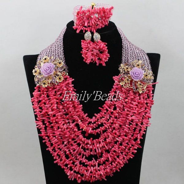earrings & necklace amazing nigerian fuchsia pink coral beads jewelry set bridal necklaces bracelet christmas gift aij398, Silver
earrings & necklace amazing nigerian fuchsia pink coral beads jewelry set bridal necklaces bracelet christmas gift aij398, Silver