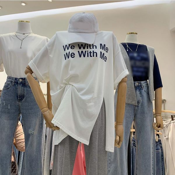women's t-shirt 2021 spring and summer wear irregular slit round neck loose white letter printing half sleeve short-sleeved women
women's t-shirt 2021 spring and summer wear irregular slit round neck loose white letter printing half sleeve short-sleeved women