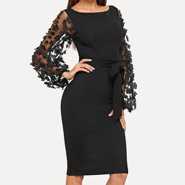 casual dresses black party elegant flower applique midi dress women solid color autumn mesh long sleeve slim fit belted lace up vestidos, Black;gray
casual dresses black party elegant flower applique midi dress women solid color autumn mesh long sleeve slim fit belted lace up vestidos, Black;gray