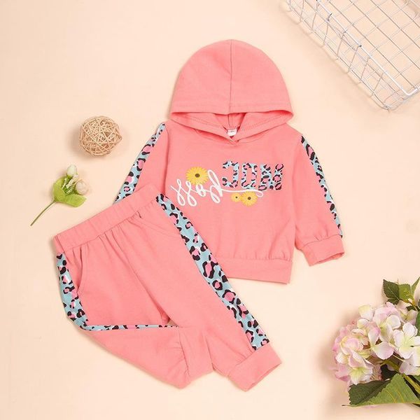 girls' set pink leopard print long sleeve western style hooded letter printed sweater two piece baby, White
girls' set pink leopard print long sleeve western style hooded letter printed sweater two piece baby, White