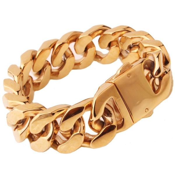 link, chain fashion 20mm gold color & link cuban bracelets motorcycle biker stainless steel curb bracelet bangles for men, Black
link, chain fashion 20mm gold color & link cuban bracelets motorcycle biker stainless steel curb bracelet bangles for men, Black