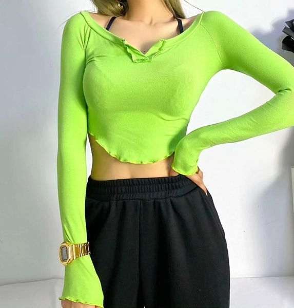 women's t-shirt folobe 2021 spring summer fashion green tshirt women long sleeve v-neck slim short female, White
women's t-shirt folobe 2021 spring summer fashion green tshirt women long sleeve v-neck slim short female, White