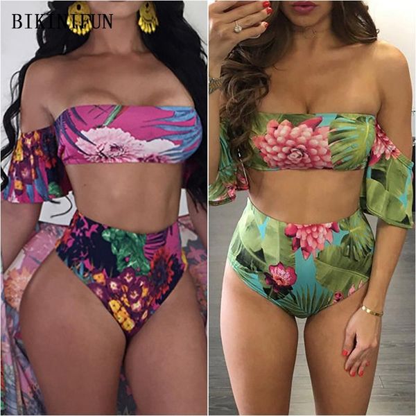 women's swimwear 2021 off shoulder beachwear women tropical leaves swimsuit strapless s-xl girl high waist bathing suit bikini set, White;black
women's swimwear 2021 off shoulder beachwear women tropical leaves swimsuit strapless s-xl girl high waist bathing suit bikini set, White;black