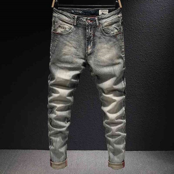jeans italian style fashion elastic cotton slim fit casual denim pants retro vintage designer ripped jeans men, Blue
jeans italian style fashion elastic cotton slim fit casual denim pants retro vintage designer ripped jeans men, Blue