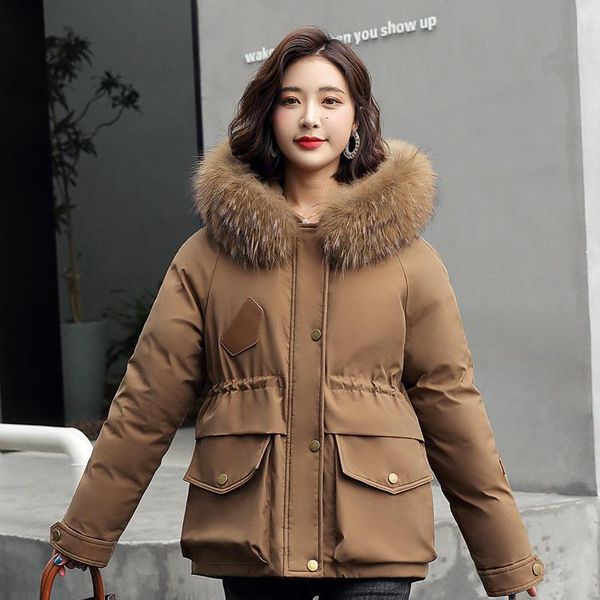 women's down & parkas loose villus jacket autumn winter clothing padded with thicker velvet to keep warm big fur collar women coat fema, Black
women's down & parkas loose villus jacket autumn winter clothing padded with thicker velvet to keep warm big fur collar women coat fema, Black
