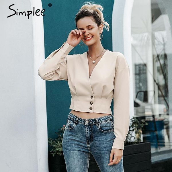 women's blouses & shirts simplee elegant v-neck women blouse shirt long sleeve button female autumn casual streetwear ladies 2021, White
women's blouses & shirts simplee elegant v-neck women blouse shirt long sleeve button female autumn casual streetwear ladies 2021, White