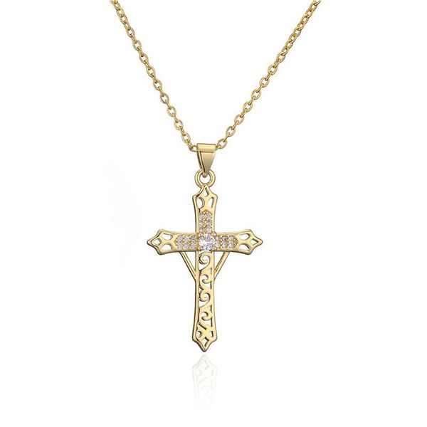 pendant necklaces 2021 stylish hollow cross necklace shine zircon copper charm chain gold-plated men women jewelry gift, Silver
pendant necklaces 2021 stylish hollow cross necklace shine zircon copper charm chain gold-plated men women jewelry gift, Silver