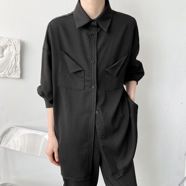 men's niche retro loose pockets decorated long sleeve casual shirt male japan korean streetwear harajuku dress shirts man, White;black
men's niche retro loose pockets decorated long sleeve casual shirt male japan korean streetwear harajuku dress shirts man, White;black