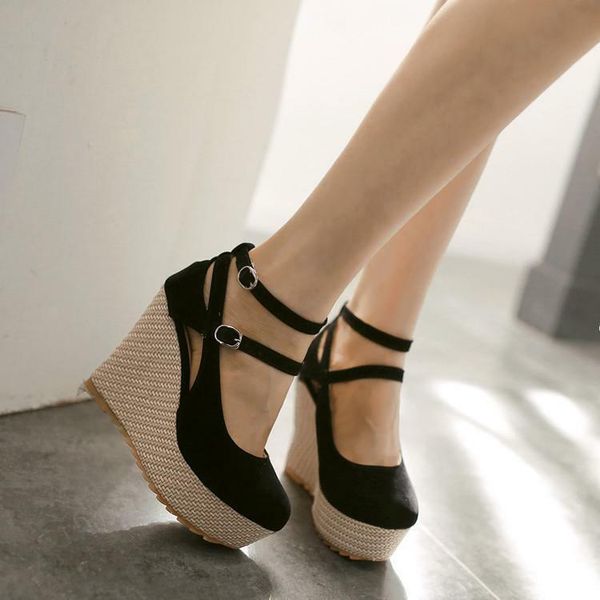 womens platform round toe faux suede ankle strap high wedge party shoes size sandals, Black
womens platform round toe faux suede ankle strap high wedge party shoes size sandals, Black