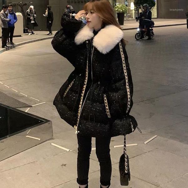 women's down & parkas 2021 plus size winter jacket fashion fur collar padded parka coat casual flared sleeves autumn, Black
women's down & parkas 2021 plus size winter jacket fashion fur collar padded parka coat casual flared sleeves autumn, Black