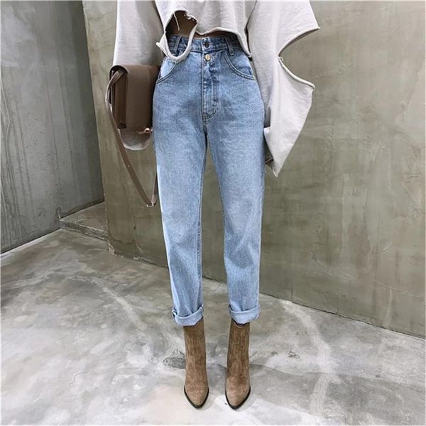retro wild fashion design high waist jeans 2021 spring women's street shooting loose button zipper washed nine points, Blue
retro wild fashion design high waist jeans 2021 spring women's street shooting loose button zipper washed nine points, Blue