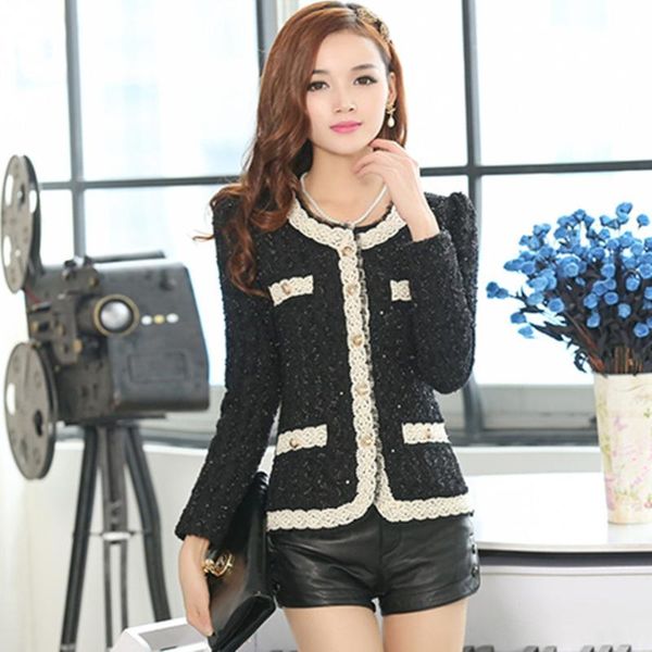 women's jackets 2021 autumn and winter korean short tweed coat small suit, Black;brown
women's jackets 2021 autumn and winter korean short tweed coat small suit, Black;brown