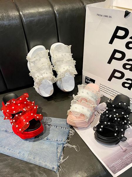 slippers trendy fashion ruffled pearl sweet and elegant lady summer -selling thick-soled beach shoes for outer wear., Black
slippers trendy fashion ruffled pearl sweet and elegant lady summer -selling thick-soled beach shoes for outer wear., Black
