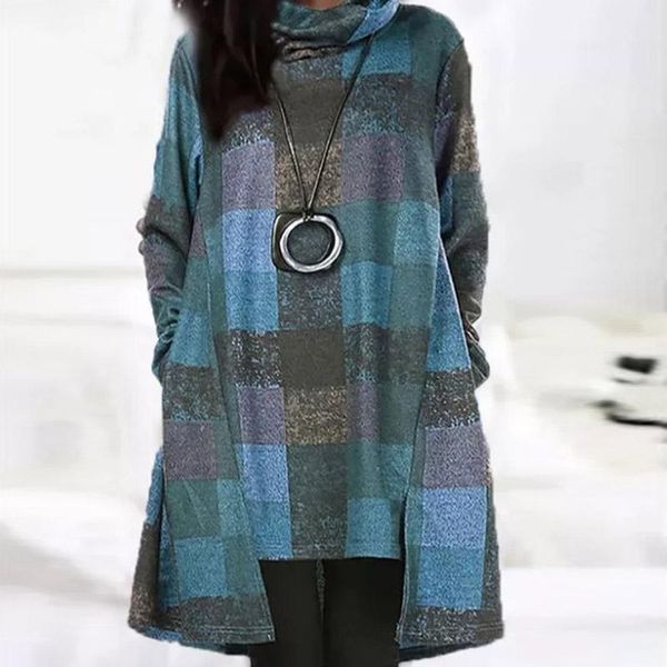 women vintage plaid print pockets party dress autumn long sleeve pile collar irregular streetear casual loose a line dresses, Black;gray 
women vintage plaid print pockets party dress autumn long sleeve pile collar irregular streetear casual loose a line dresses, Black;gray