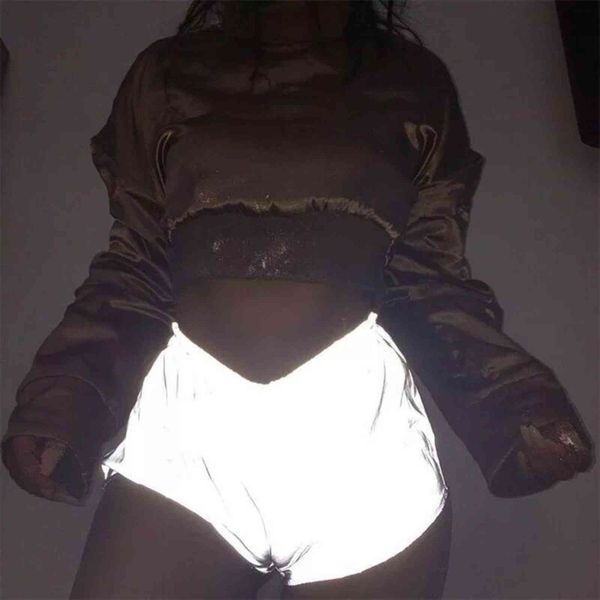 night light flash reflective women shorts loose eastic waist summer streetwear club party shiny gray, White;black
night light flash reflective women shorts loose eastic waist summer streetwear club party shiny gray, White;black