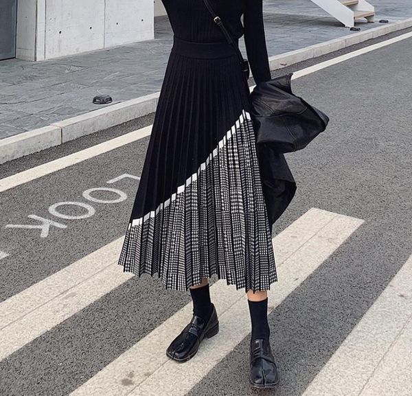 woman skirts women's knitted skirt fall winter fashion houndstooth patchwork pleated thick black warm
woman skirts women's knitted skirt fall winter fashion houndstooth patchwork pleated thick black warm