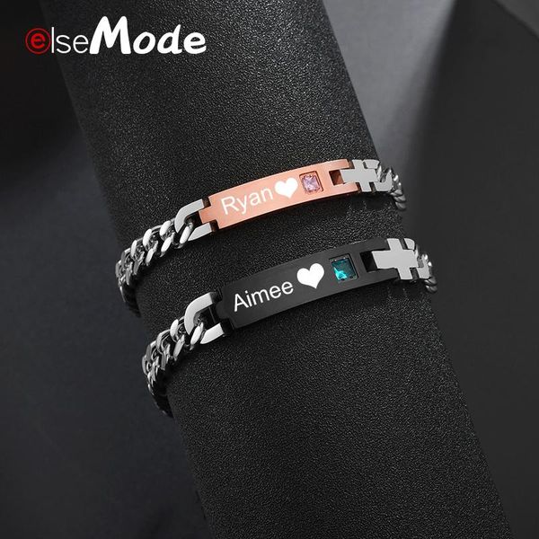 link, chain elsemode personalized engrave lovers zircon charms custom name cross bracelets for men women stainless steel valentines jewelry, Black
link, chain elsemode personalized engrave lovers zircon charms custom name cross bracelets for men women stainless steel valentines jewelry, Black