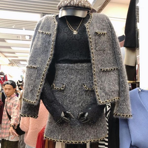 autumn winter vintage elegant tweed two piece set women jacket coat mini skirt outfits crop chandal mujer1, Gray
autumn winter vintage elegant tweed two piece set women jacket coat mini skirt outfits crop chandal mujer1, Gray