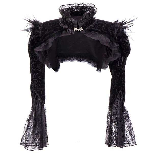 women's jackets victorian black flannel feathers lace jacket long sleeve ruffles stand collar gothic bolero clothing accessories steamp, Black;brown
women's jackets victorian black flannel feathers lace jacket long sleeve ruffles stand collar gothic bolero clothing accessories steamp, Black;brown